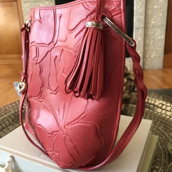 POPULAR 🔥BRIGHTON RED LEATHER BUTTERFLIES BOHO BAG - Picture 8 of 16